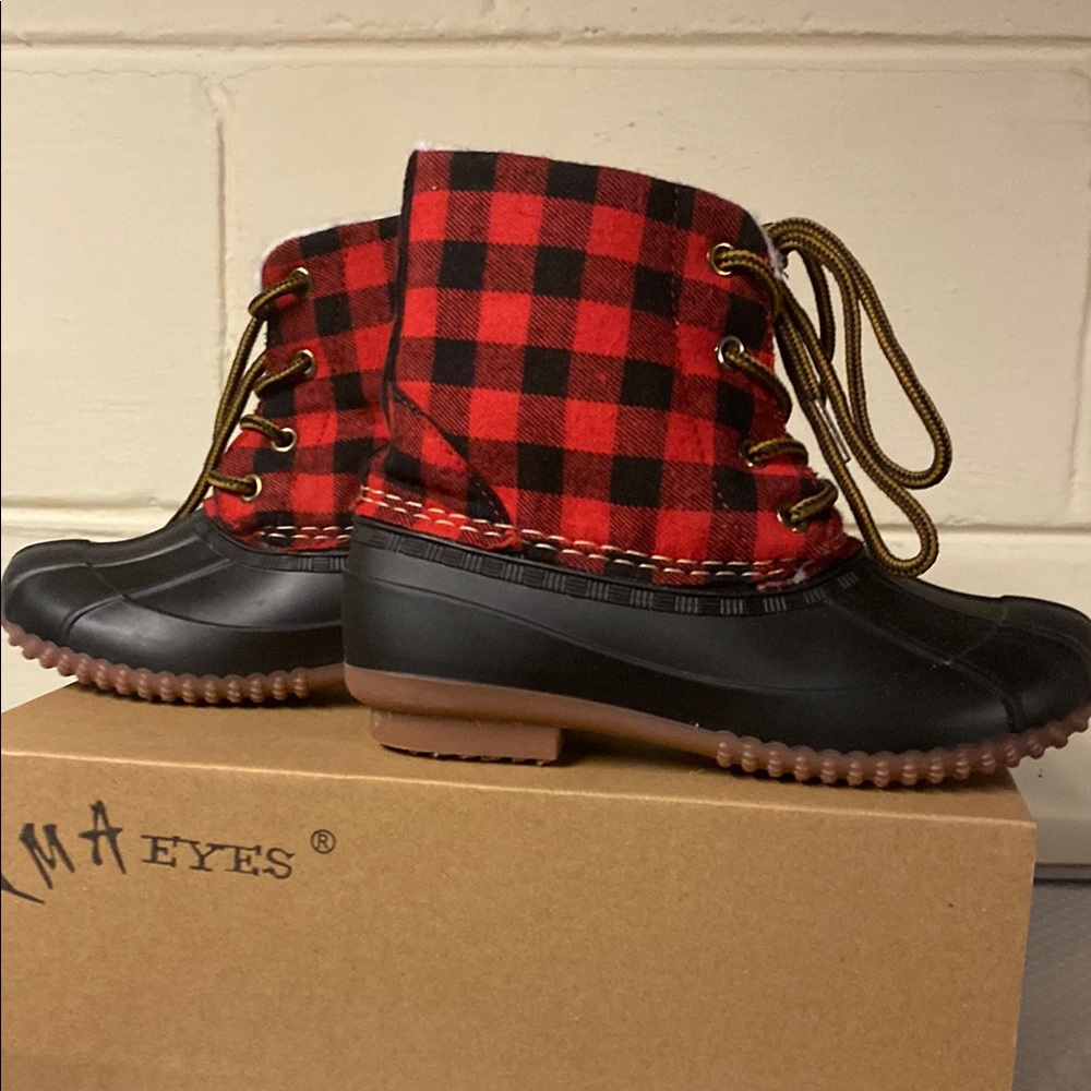 Pajar Kids Red and Black Plaid Rain & Snow Boots